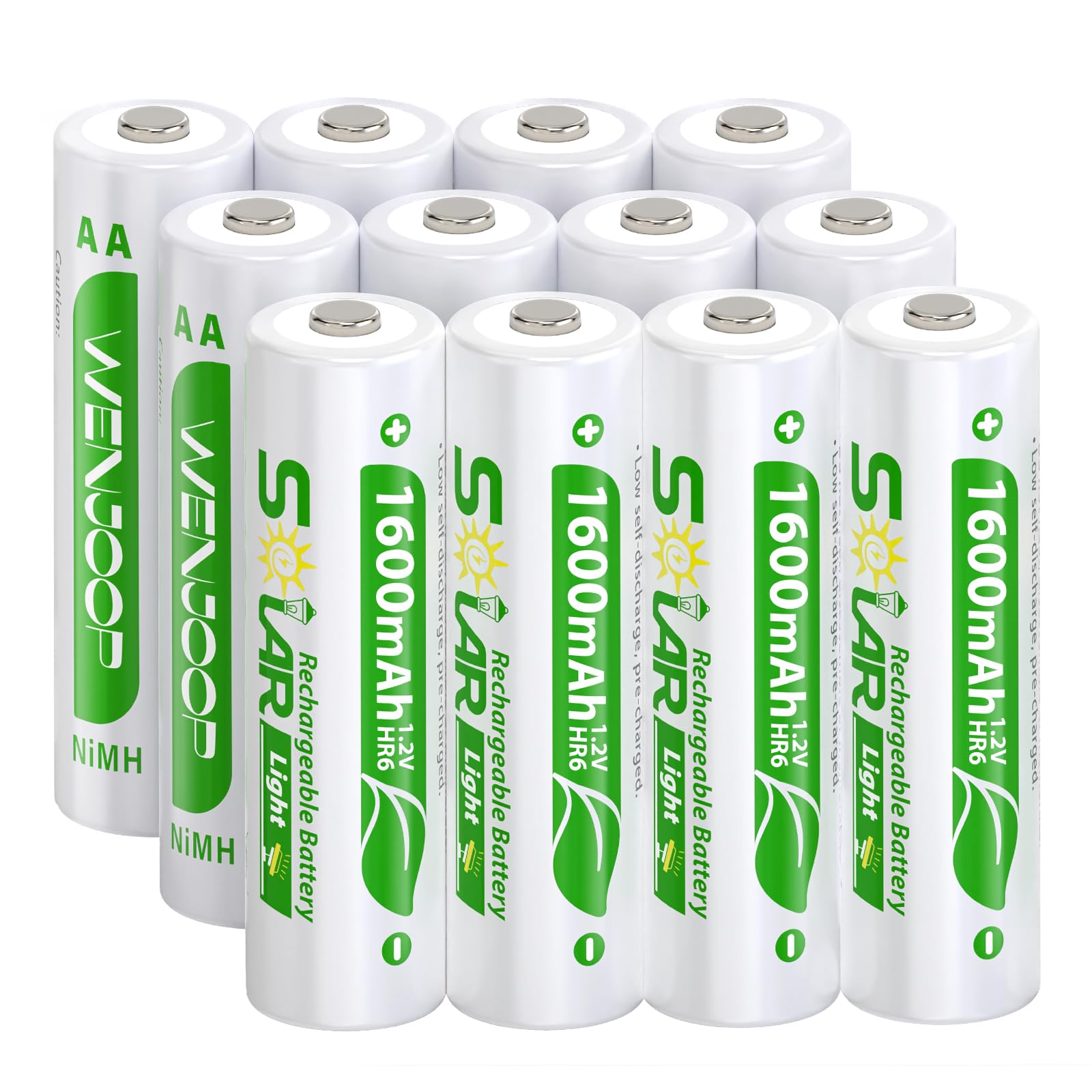 12 Pack AA Rechargeable Batteries for Solar Lights