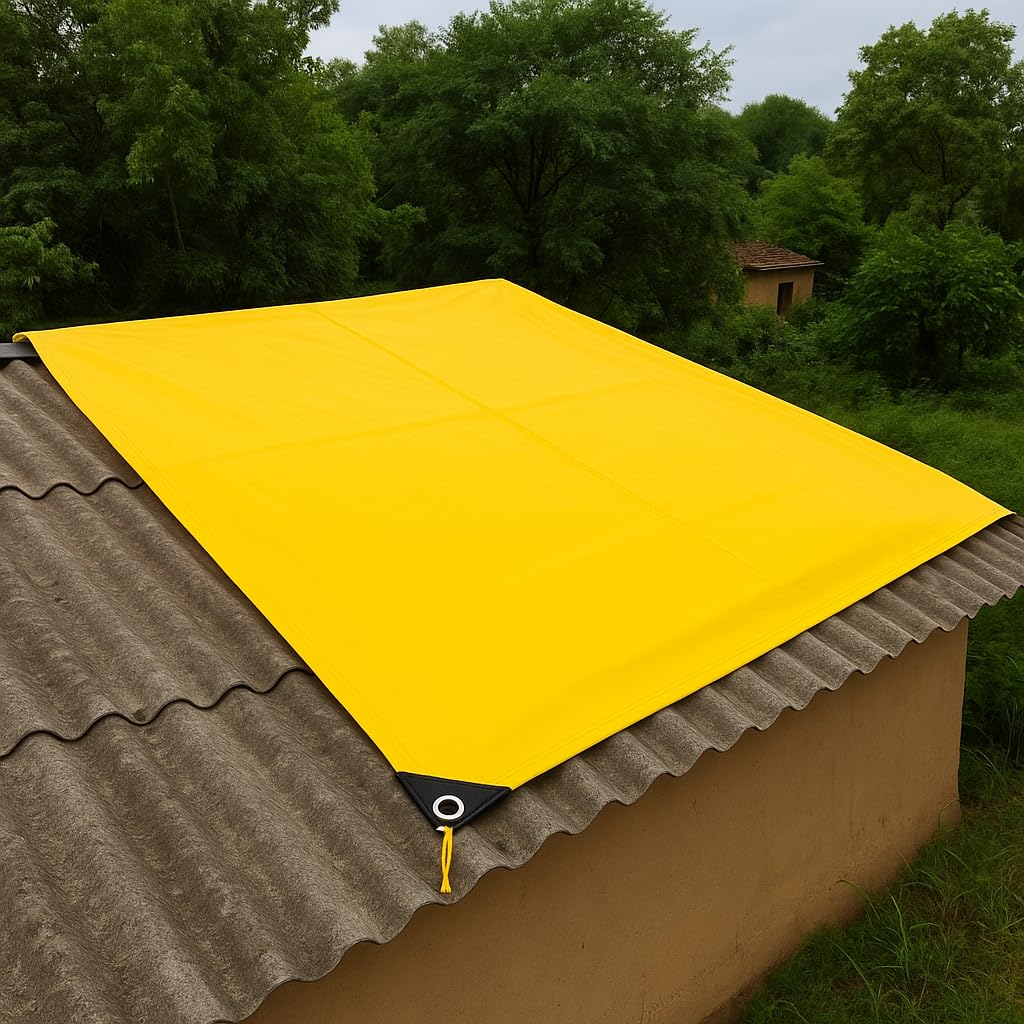 Heavy Duty Waterproof HDPE 260GSM Tarpaulin, Yellow, UV Resistant with Metal Grommets, Multipurpose Cover (6Ft x 6Ft) — Amazon image 4