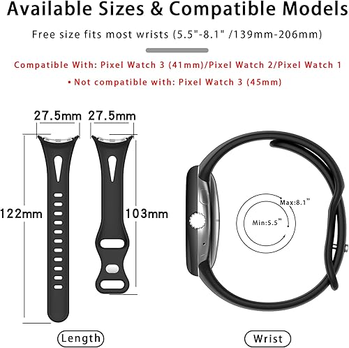 Miniatura 3 de Eiavike Correas delgadas compatibles con Google Pixel Watch Band ajustable transpirable suave de silicona deportiva de repuesto para Google Pixel
