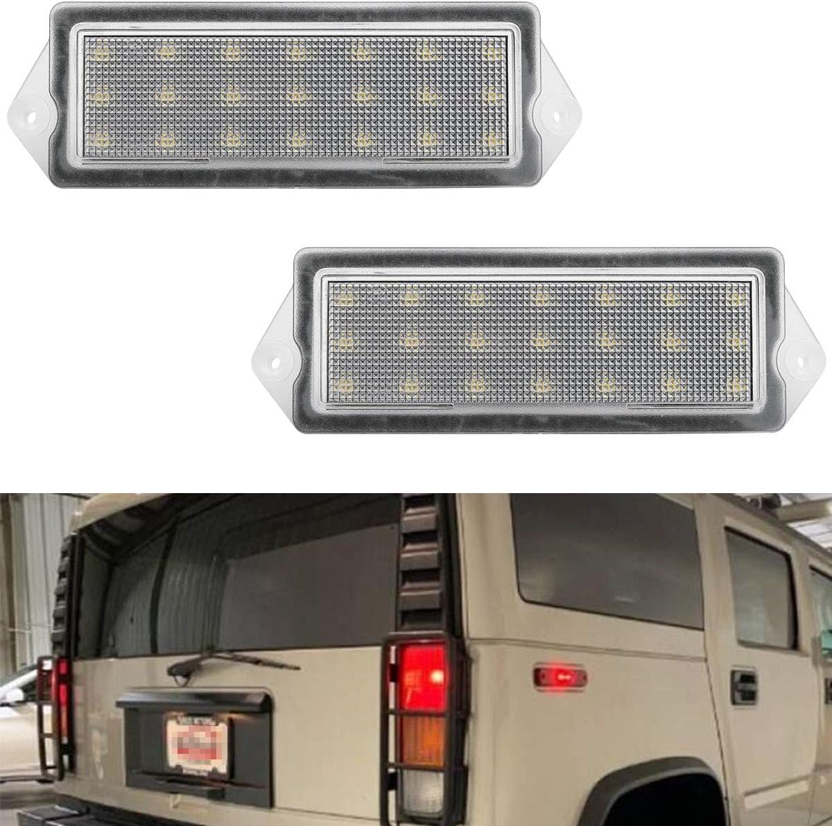 NJSBYL H2 License Plate Lamps for 2003-2007 H2 Rear License Plate Light Kits Full 21-SMD Xenon White LED Rear Lift Gate Lights (OE#:16518175&16525776)