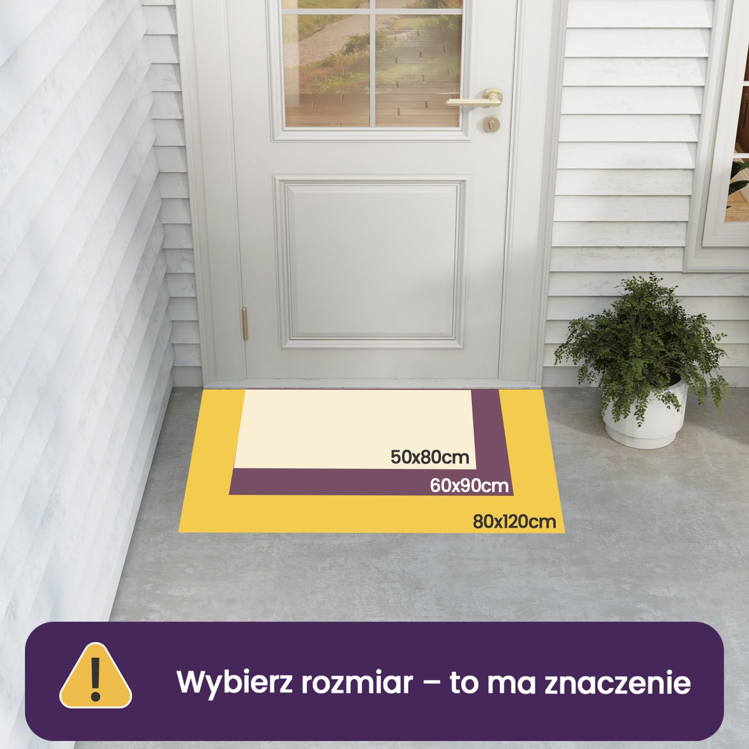 DEXI Wycieraczka do drzwi 60 x 90 cm, antypoślizgowa, odporna na plamy i blaknięcie, niski profil, łatwe do czyszczenia, dywanik wejściowy do użytku na zewnątrz i wewnątrz, jednolity szary