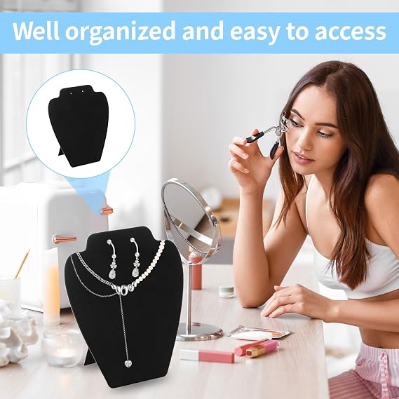 Eophmi Velvet Jewellery Display Stand - 2 Pcs, 21cm Height, Holder for Necklaces, Earrings & Pendants
