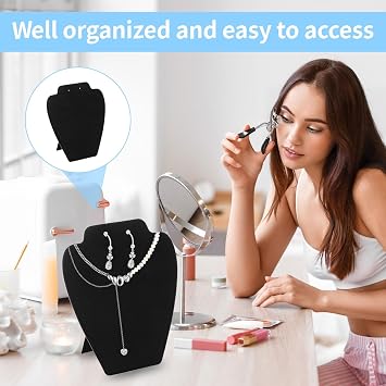 Eophmi Velvet Jewellery Display Stand - 2 Pcs, 21cm Height, Holder for Necklaces, Earrings & Pendants