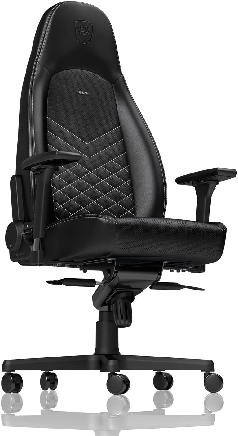 noblechairs ICON Gaming Chair and Office Chair with Lumbar Support, PU Faux Leather, Black/Platinum White