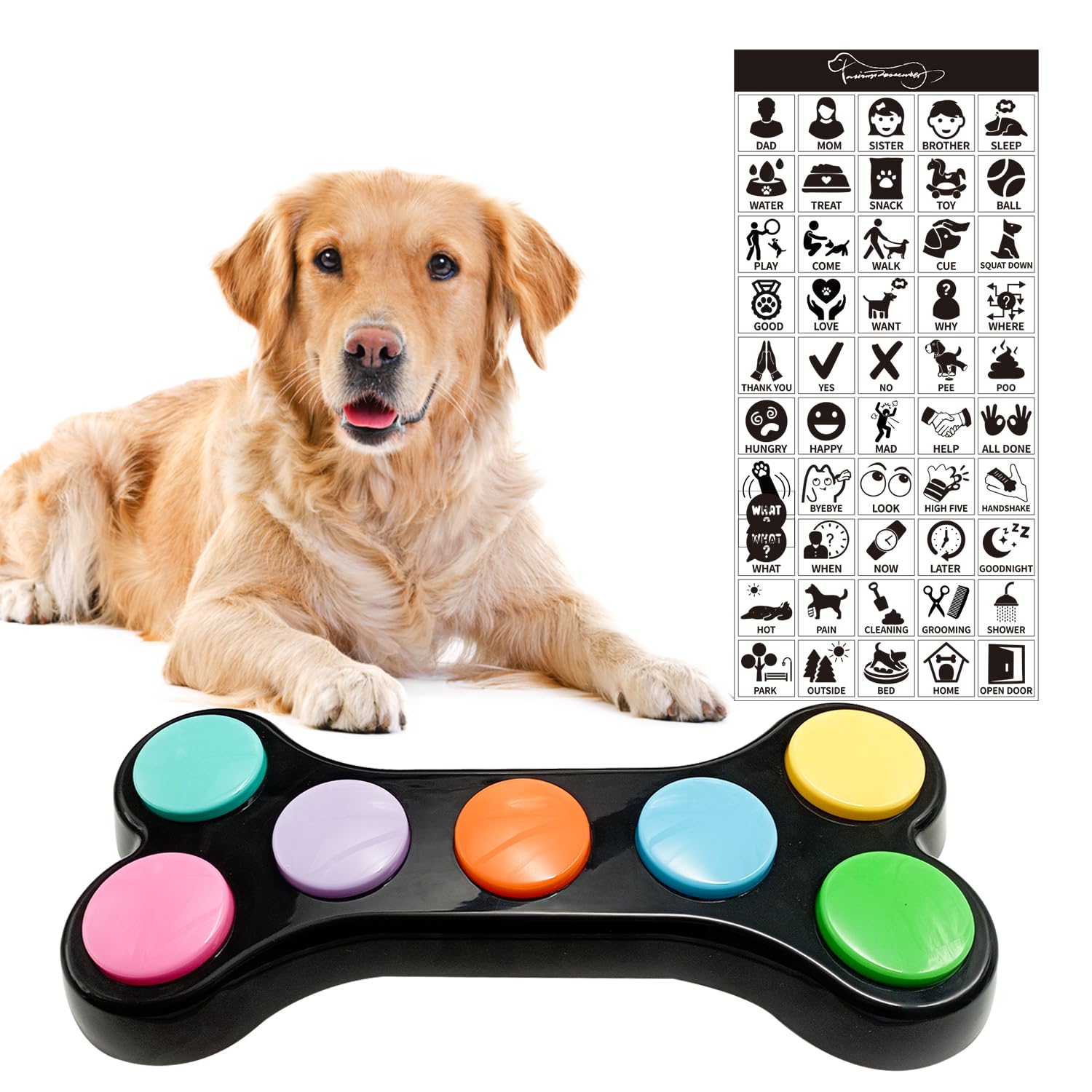 7 en 1 Boutons pour Chien,Boutons de Dressage pour Chien Boutons de Communication pour Chien,Boutons parlants pour Chien,Entraînement des Animaux de Compagnie - Bouton pour la Communication