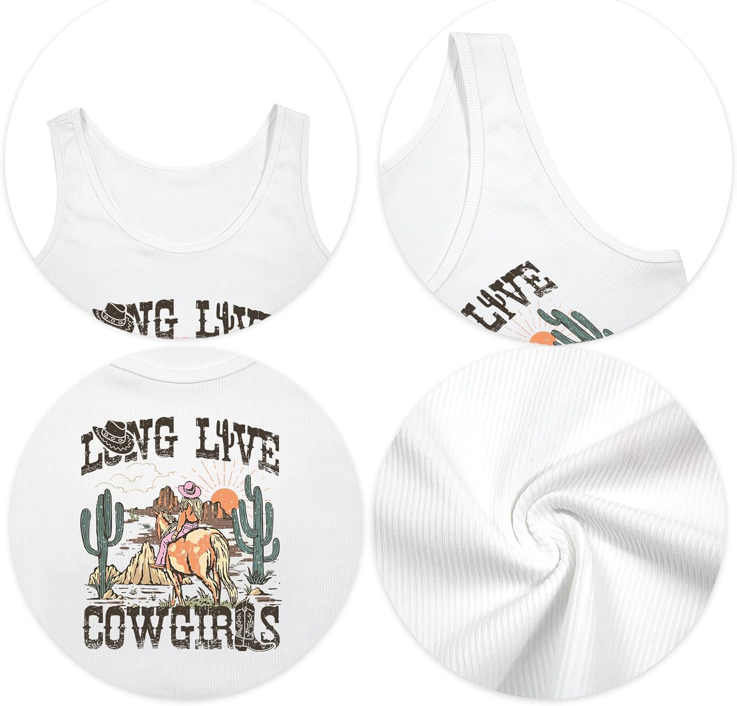 Cowgirl Cropped Tank Tops Summer Country Concert Outfits for Women Western Cowboy Vintage Graphic Crop Top - Image 5