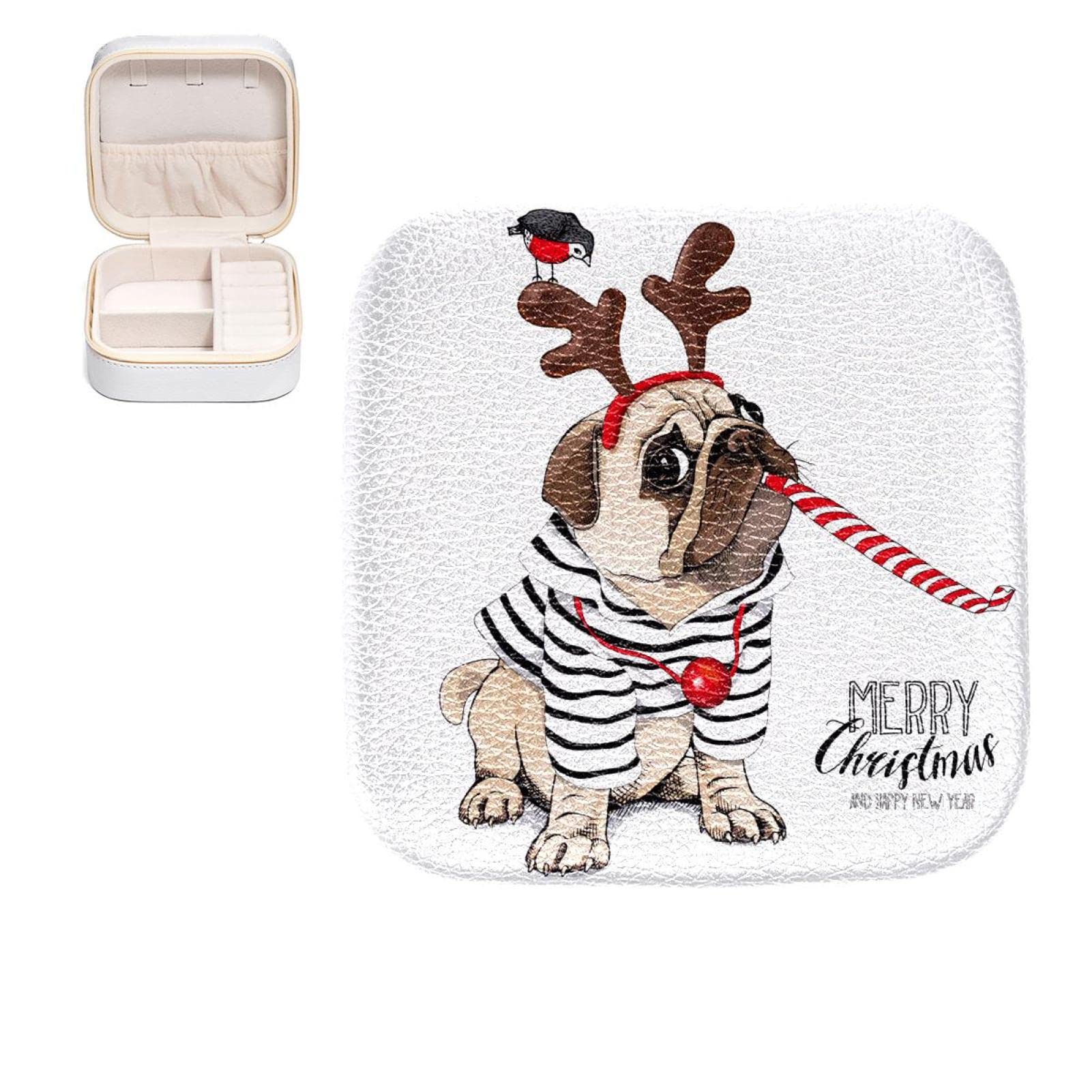 Boîte à bijoux carlin de Noël, le cadeau idéal pour fille