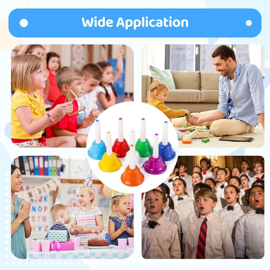 8 Note Hand Bells Set For Kids, Colorful Diatonic Musical Bells For Music Education, Parties, And Festivals