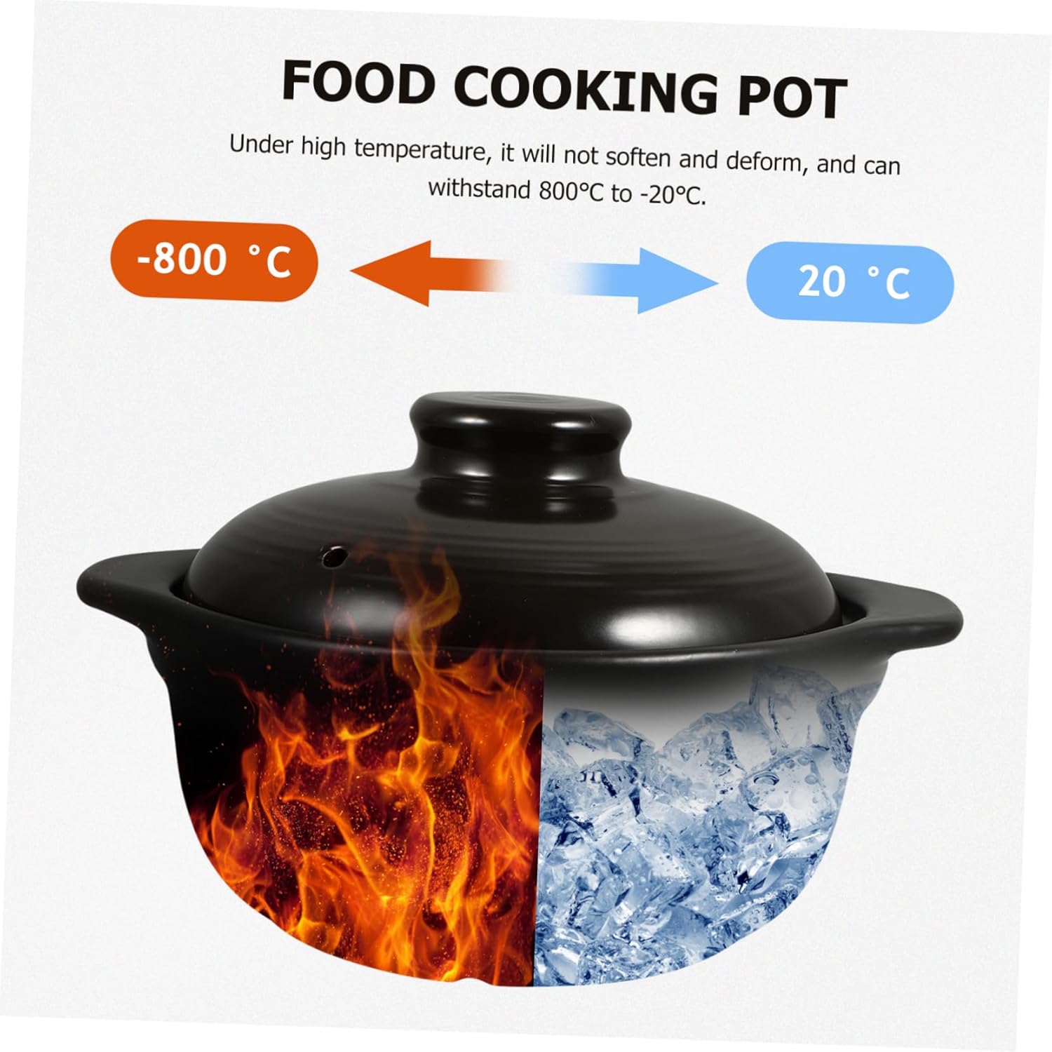 NUOBESTY Ceramic Casserole Stew Pot with Vent and Dual Handles Soup Pot for Rice Cooking Kitchen Cookware for Healthy Meals
