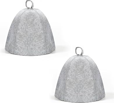 2 Pcs Felt Sauna Hat, Comfortable Sauna Hats Protect Your Hair from High Heat, Sauna Hat for Men and Women, Steam Cap for Steam Room, Bathroom, Grey