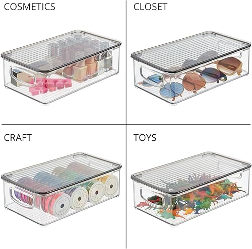 Miniatura 7 de mDesign Plastic Pantry Storage Box Container with Lid and Built-In Handles - Organization for Flour, Cereal, Pasta, Rice, or Food in Kitchen