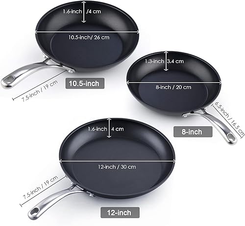 Miniatura 7 de Cooks Standard Sartén antiadherente de cerámica anodizada dura, de 8 pulgadas, sartén clásica para tortilla de huevos con mango de acero inoxidable,