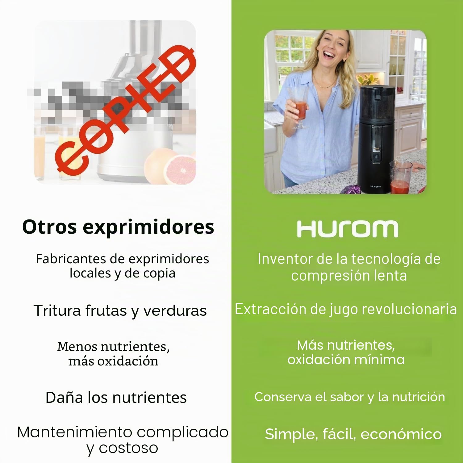 Hurom E30ST - Extractor de jugo eléctrico para verduras y frutas, capacidad de 800 ml, función de extracción automática de zumo, libre de BPA, 100 W