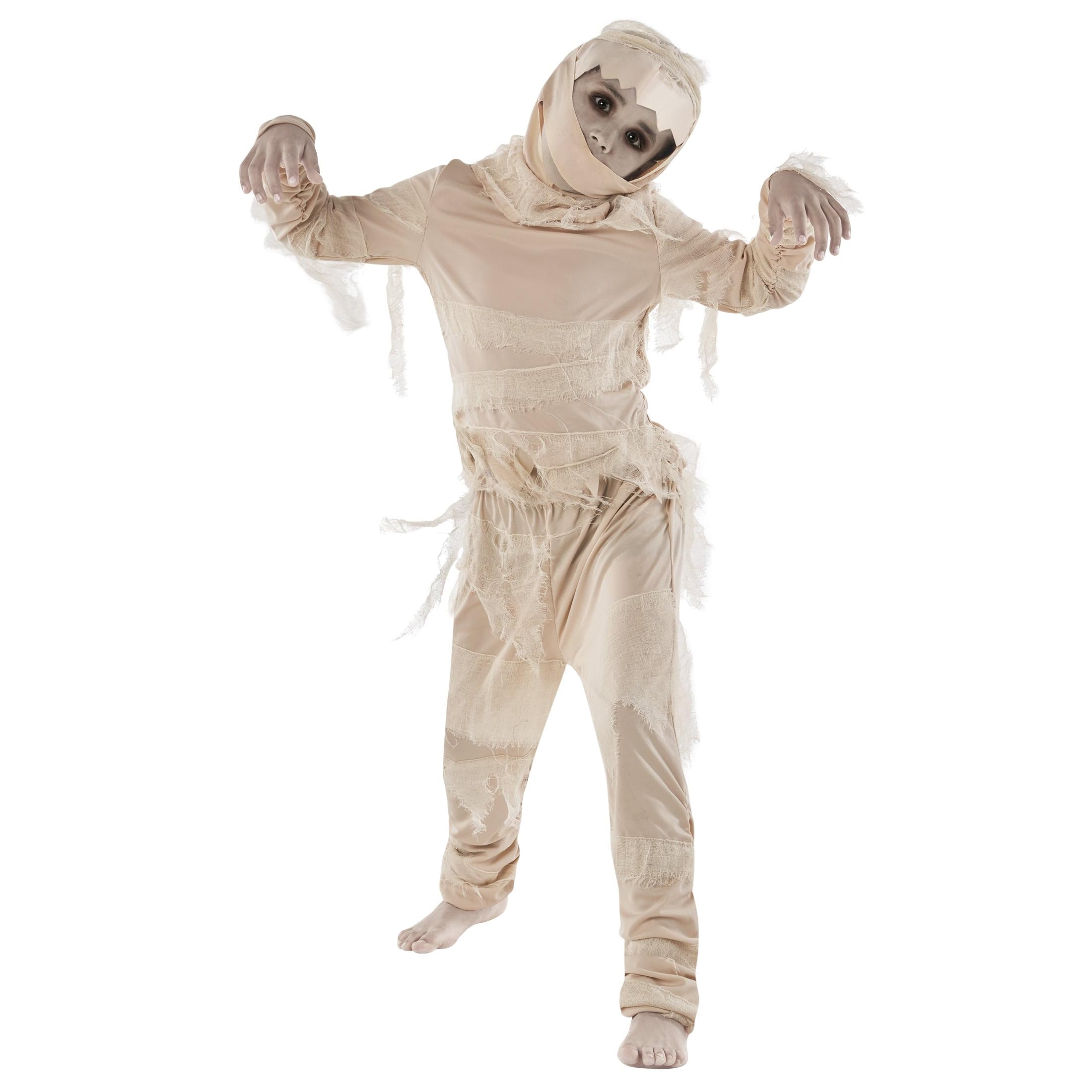 Morph Costume Mummia Bambino, Costume Halloween Bambino | Maglietta, Pantaloni & Cappuccio da Mummia, Stile Antico Egitto, Perfetto per Halloween, Ideale per il Gioco di Ruolo