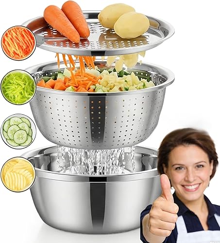 Cuenca multifuncional de acero inoxidable de Alemania, 2026 nuevo lavabo de corte de acero inoxidable para trituración y drenaje, colador 5 en 1 y
