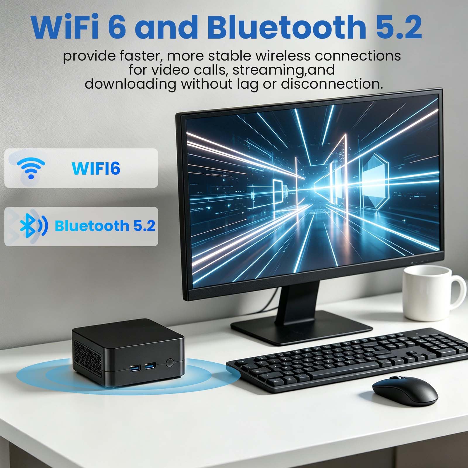 Mini PC, AMD Ryzen 5 5625U (6C/12T, fino a 4,3 GHz), triplo display 4K a 60 Hz, WiFi 6/BT5.2/Dual HDMI, computer desktop compatto fai da te, per casa/ufficio/giochi leggeri (senza RAM, nessun