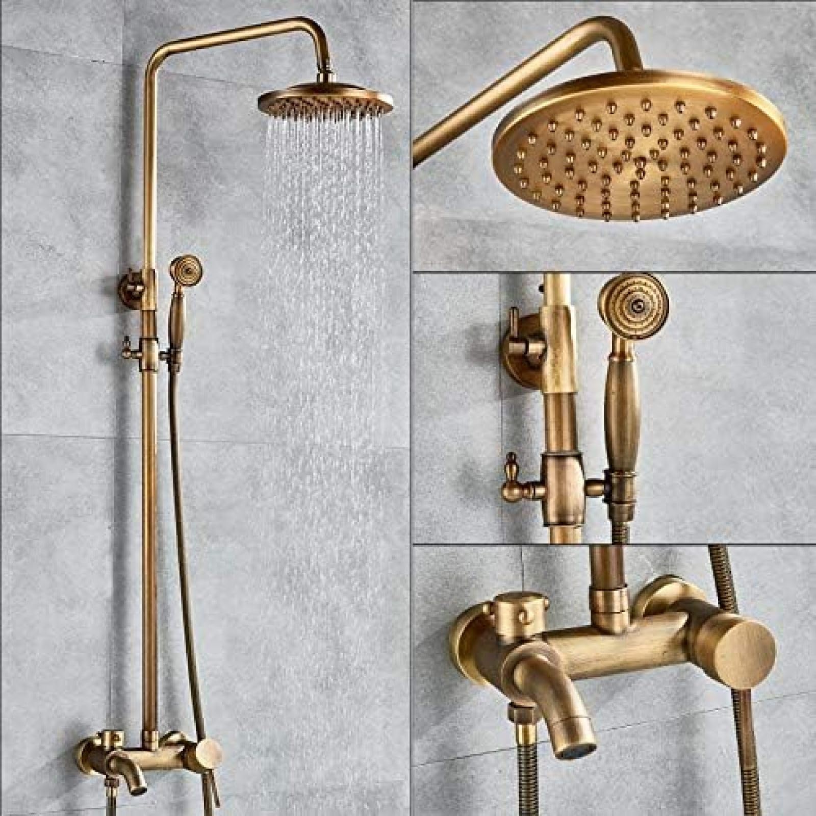 Système de douche en laiton antique pour salle de bain rétro