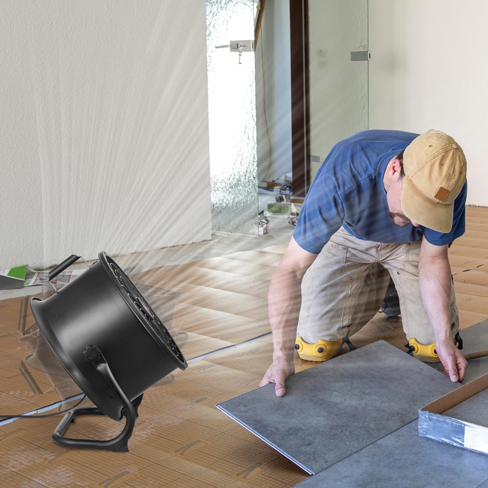 VEVOR Ventilador de Piso de Alta Velocidad de 3 Velocidades, 2520 CFM, Inclinación de 360°, Flujo de Aire de 7,2 m/s, para el Gimnasio, la Tienda Comercial y el Dormitorio, 254 x 508 x 584 mm