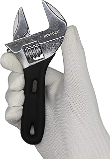 BOOSDEN Adjustable Wrench, 6 inch Stubby Adjustable Wrench Spanner, Large Opening Short Wrench Jaw Short Adjustable Wrench, Chrome Vanadium Steel Forged Precision Turbine Small Adjustable Wrench
