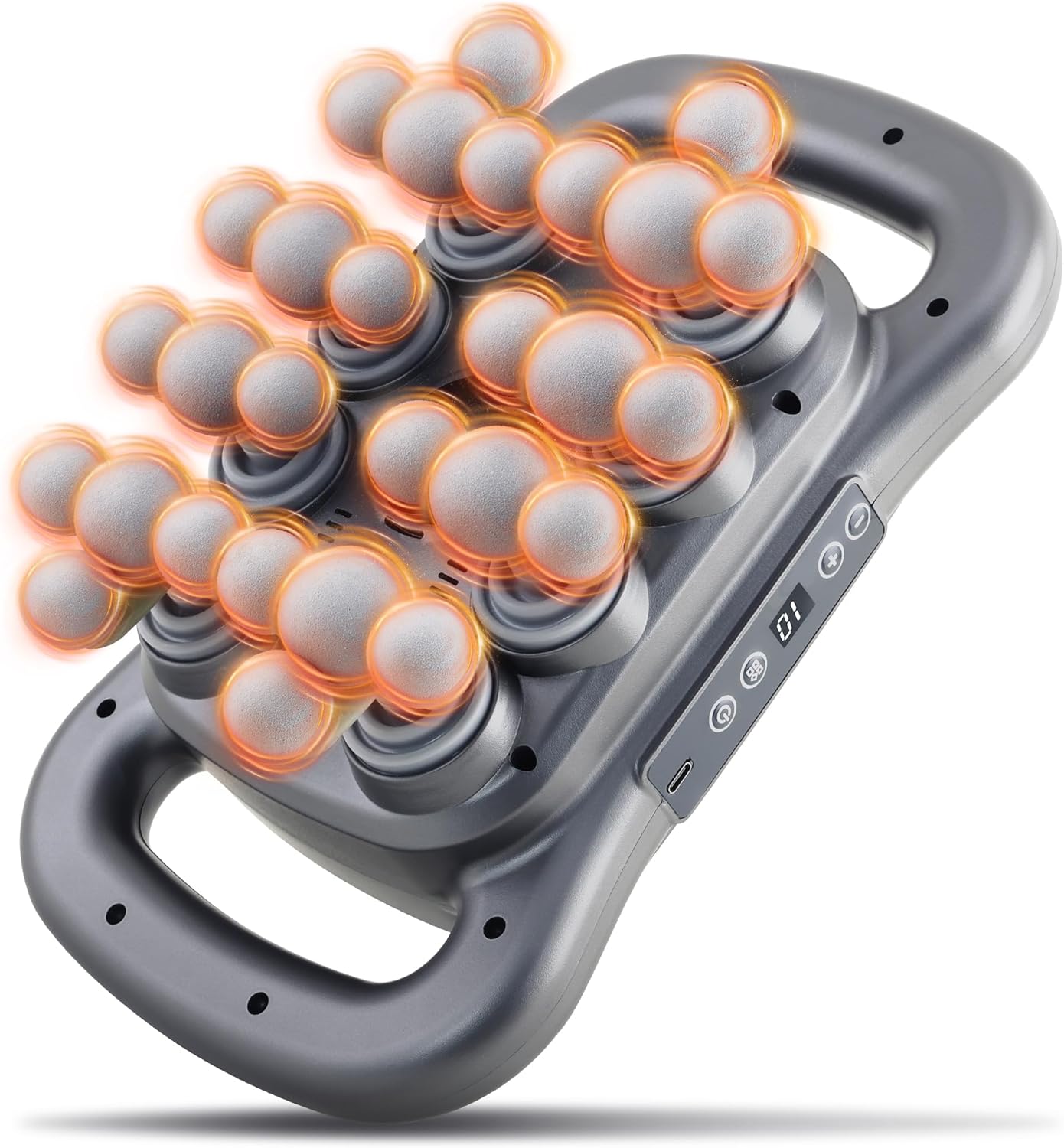 28 Head Massage Gun Set, Deep Tissue Percussion Massager, Electric Massage Tools with 9 Styles & Levels, Dark Grey