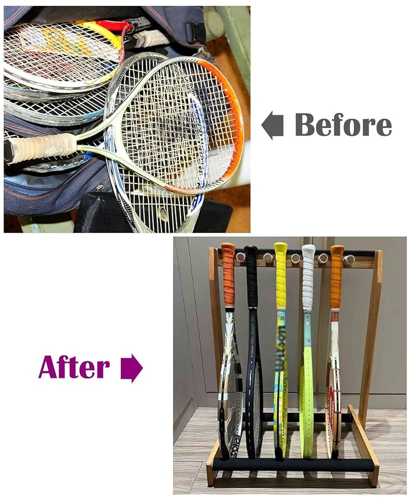 Amazon.co.jp: テニスラケットスタンド 木製フレームのテニス