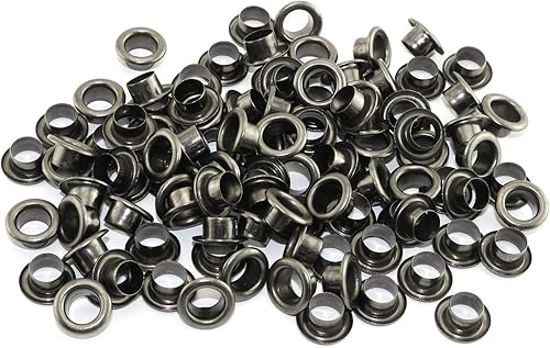 RuiLing 100 ojales de metal negro de 0.157 pulgadas (0.157 in), ojales redondos para agujeros internos, remaches, accesorios de artesanía en cuero,