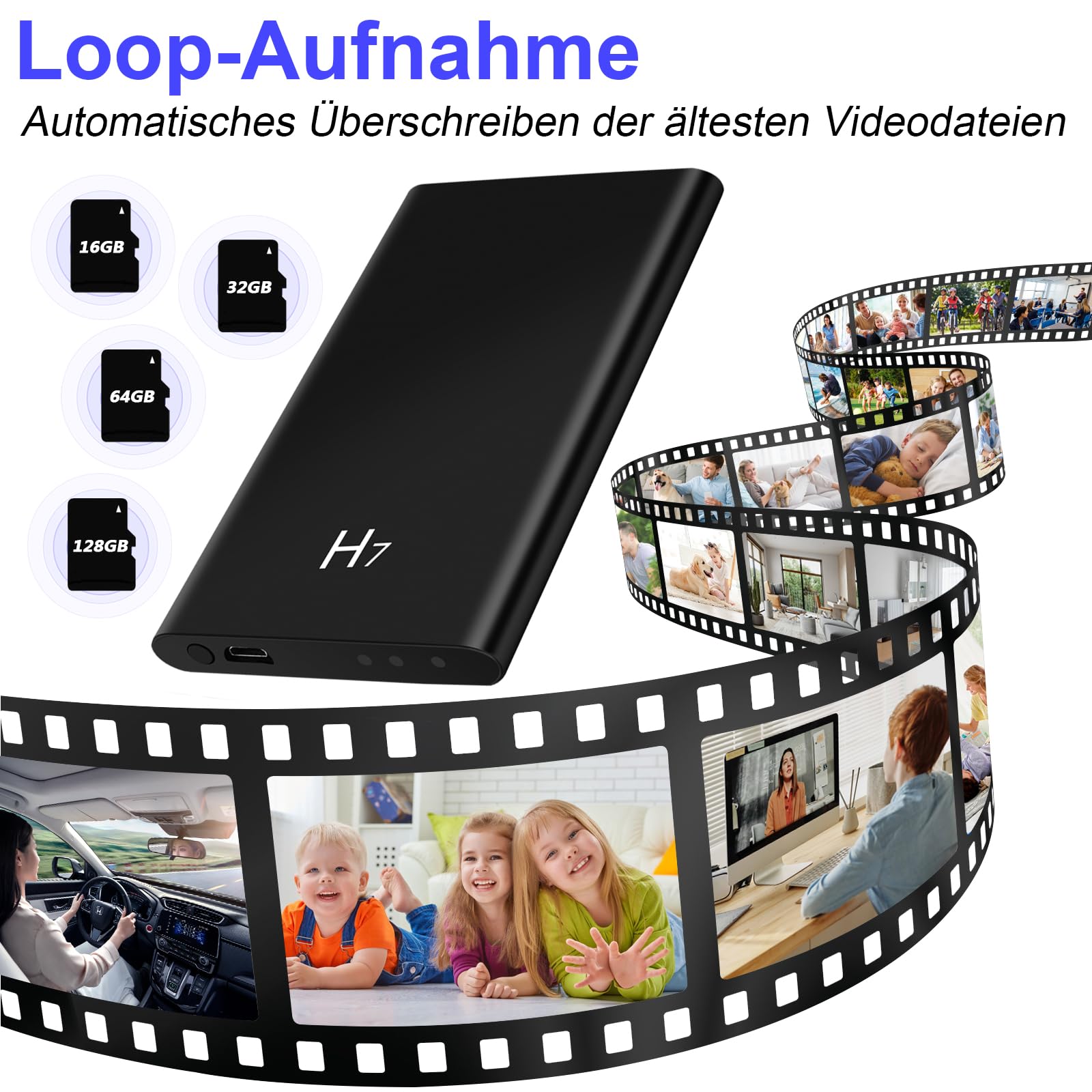 Powerbank-Minikamera, HD 1080P Klein Kamera mit Nachtsichtfunktion, Videokamera, 5000mAh Powerbank-Kamera mit 3-in-1-USB-Kabel