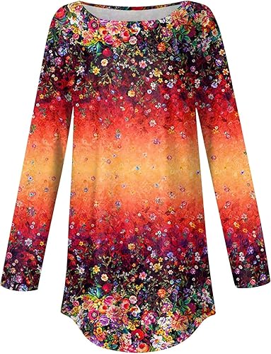 Miniatura 4 de Camisas de manga larga para mujer 2023 para leggings, sudaderas casuales, plisados, camisas con estampado de bloques de color para el trabajo