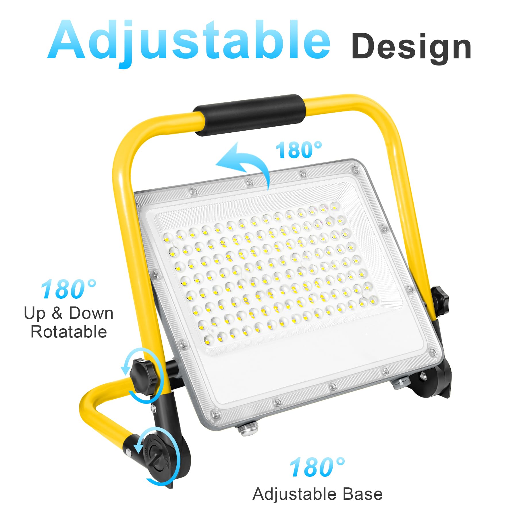 Lampa Robocza LED 150W 15000 Lumenów 6500K Zimna Biel IP66 Wodoodporna ze Stojakiem Kabel 2m – Plac Budowy, Remont Domu, Oświetlenie Płyty G-K