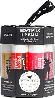 Dionis Goat Milk Lip Balm 6-Pc Gift Set 0.28oz Jumbo Lip Balm Variety Pack (Pack of 6)