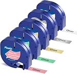 Freshworld Remplacer pour Dymo Label Maker Recharge en plastique blanc LetraTag Rubrique 1/2In x 13Ft 91331(S0721610) Compatible avec Dymo LetraTag Recharges pour Letratag Label Maker LT-100H LT-100T Plus LT-200B,5-PK