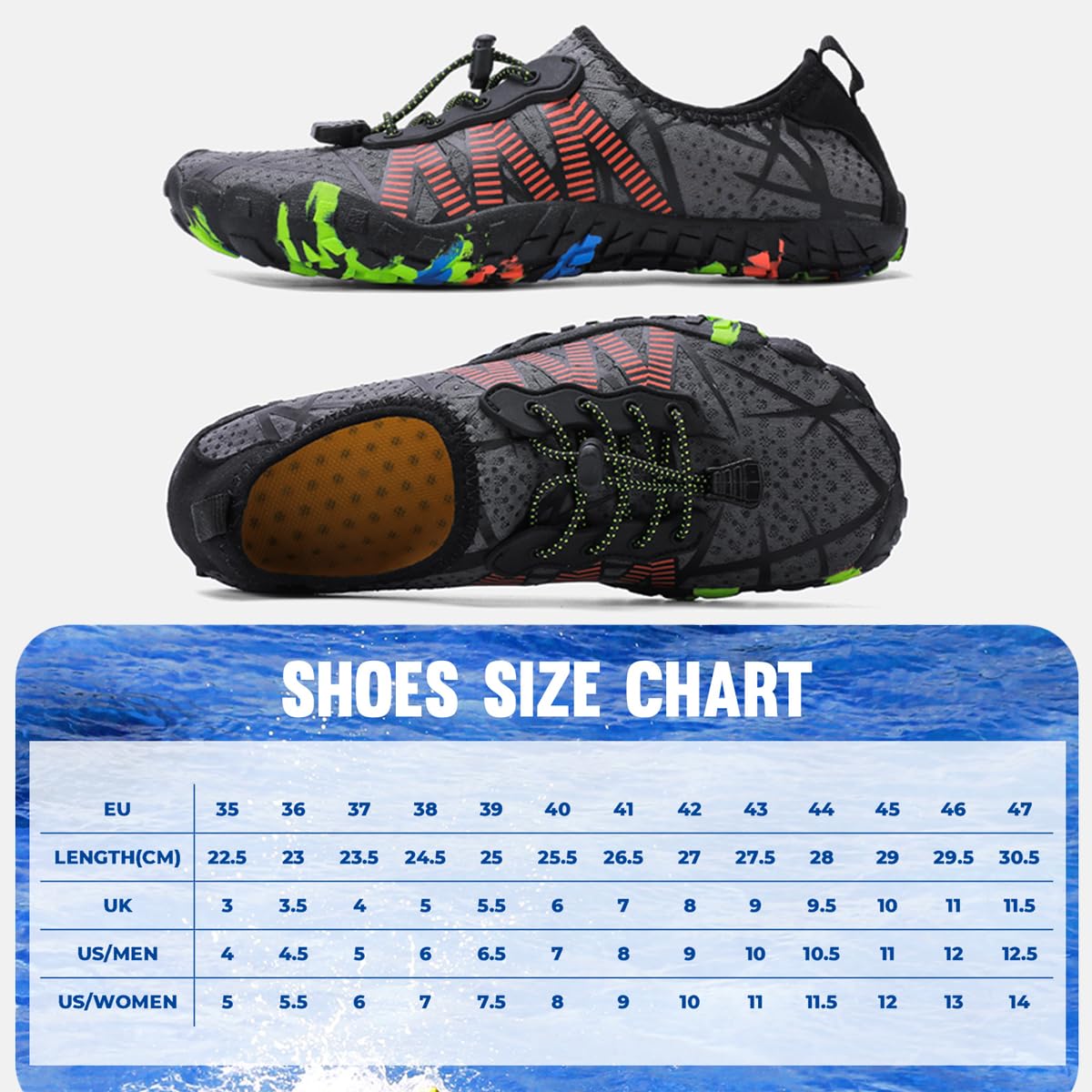Chaussures Aquatiques Homme Femme Chaussures de Plage Chaussures de Natation Chaussures d'eau Chaussettes Aqua