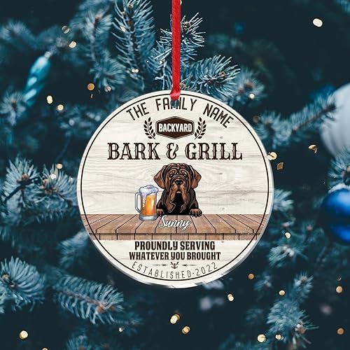 Vista 30 de SILYHEART Presa Canario Christmas Acrylic Ornament Dogs Welcome Ceramic Christmas Keepsake Family Dog Name Funny Christmas Memorial Gifts for Mom