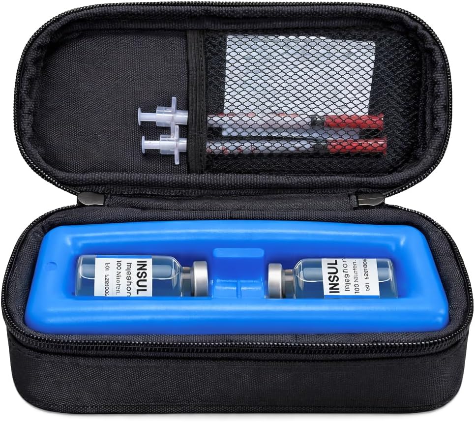 Insulin Cooler Travel Case for Vial, Portable Insulated Medication Cooler for Diabetes – TSA Approved, Keep Peptide Vials & Medicine Bottles Refrigerated, Small Diabetic Cool Bag