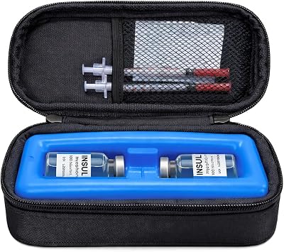 Insulin Cooler Travel Case for Vial, Black Portable Insulated Medication Cooler for Diabetes TSA Approved, Keep Peptide Vials & Medicine Bottles Refrigerated, Small Diabetic Cool Bag