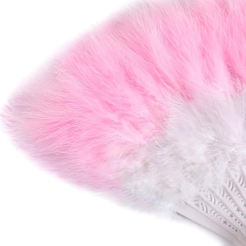 Miniatura 10 de Abanico plegable de plumas vintage de los años 20 con diseño de marabú, ventilador de mano, para fiesta de disfraces, espectáculos de baile y