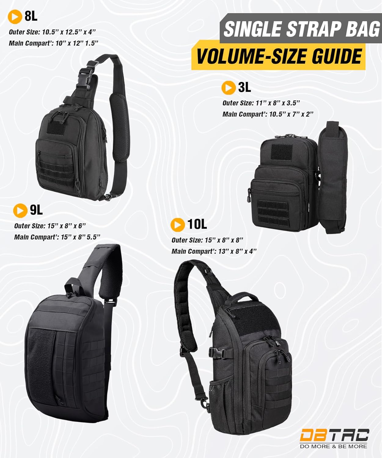 DBTAC Tactical Personal Defense EDC Bags & Packs | 10L Military Shoulder Backpack with Sling for Concealed Carry, Range, Travel, Hiking, Outdoor Sports (Black) - Image 8