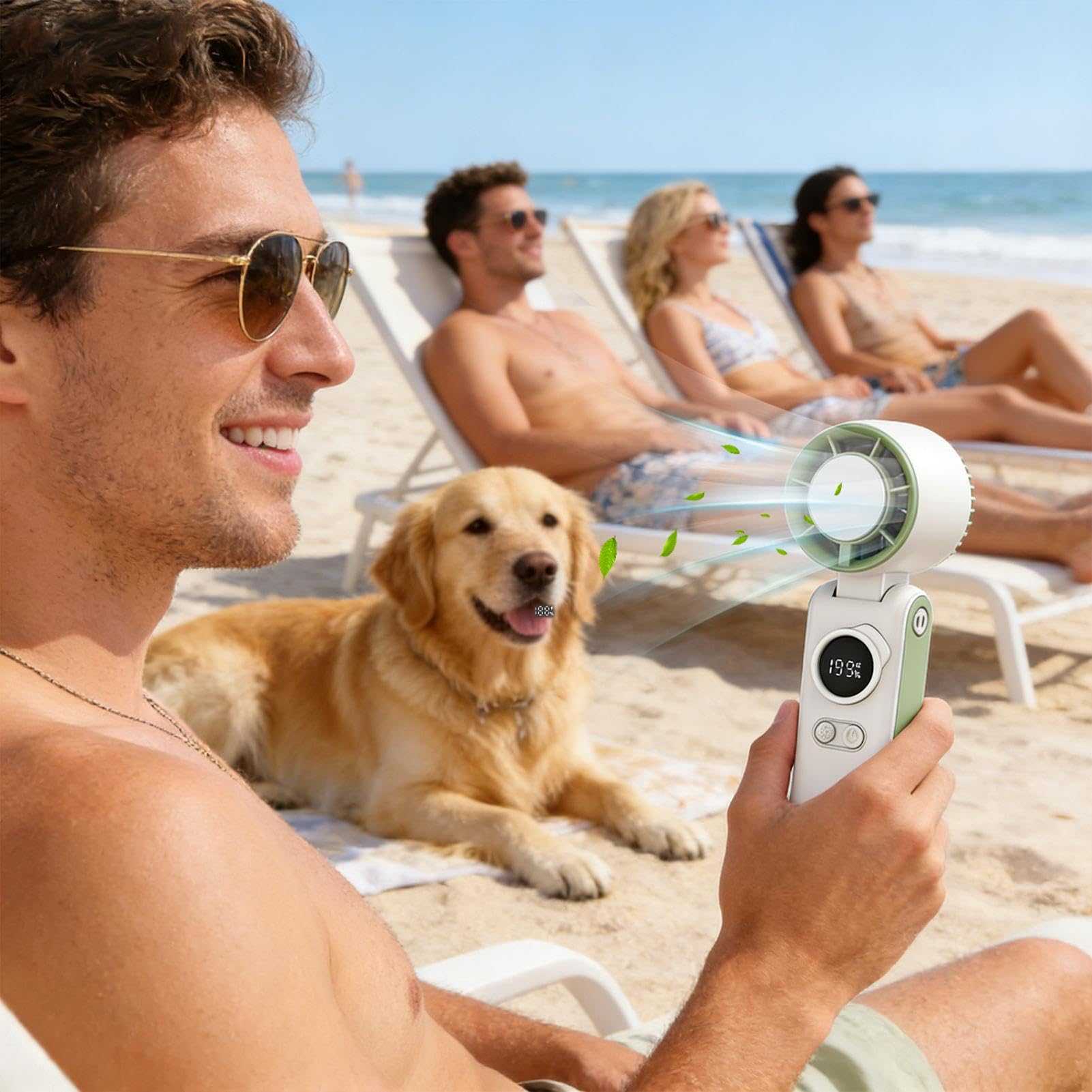 Genérico Piccolo ventilatore a mano, 5 velocità regolabili, 3600 mAh, ricaricabile, ventilatore personale portatile, per casa, ufficio, viaggi, escursioni, campeggio