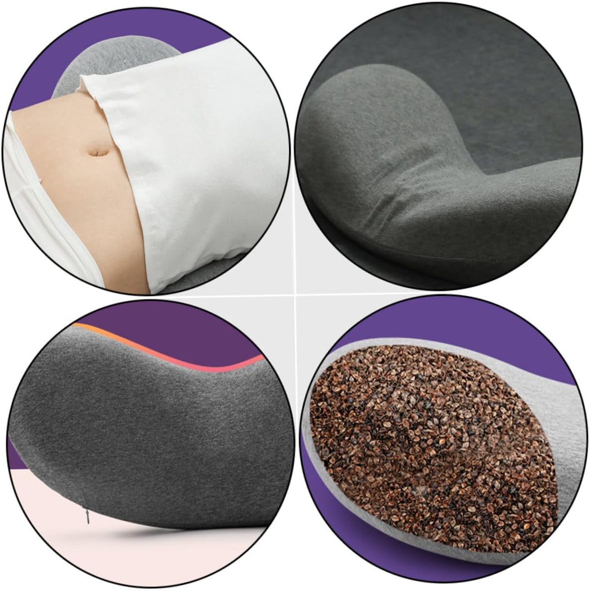 Lumbar Support Pillow for Sleeping Memory Foam Waist Pillow Dark Grey Lumbar Cushion for Back Pain Relief Ergonomic Design for Bed and Travel