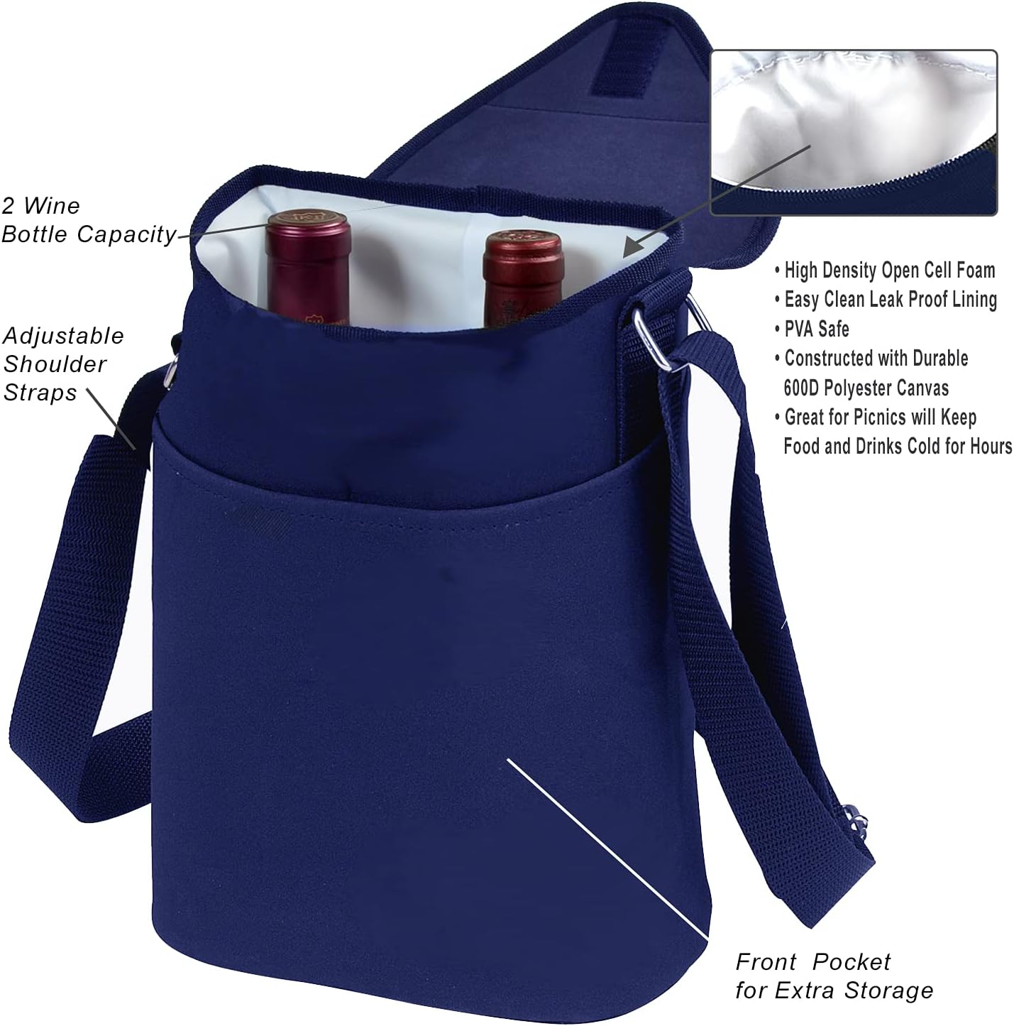 Travelon Anti-Theft Boho Insulated Water Bottle Tote, Bolso Bandolera