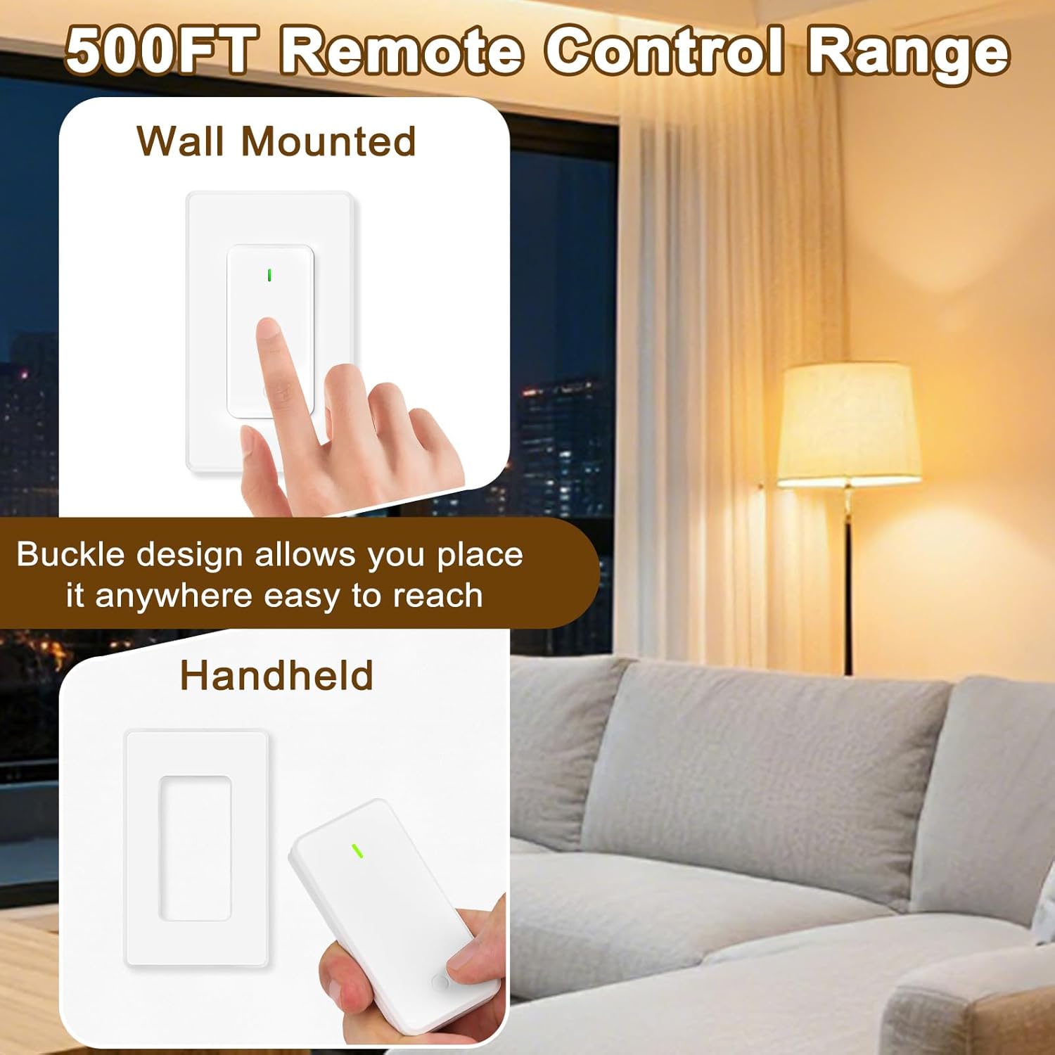 Wireless Remote Control Outlet Plug,EGIZPY Remote Control Plug with Switch,Wireless Light Switch Wall Mounted,15A 1500W,500ft Range,No Wiring Needed,for Lights,Lamps,Fans,Household Appliances,2PK