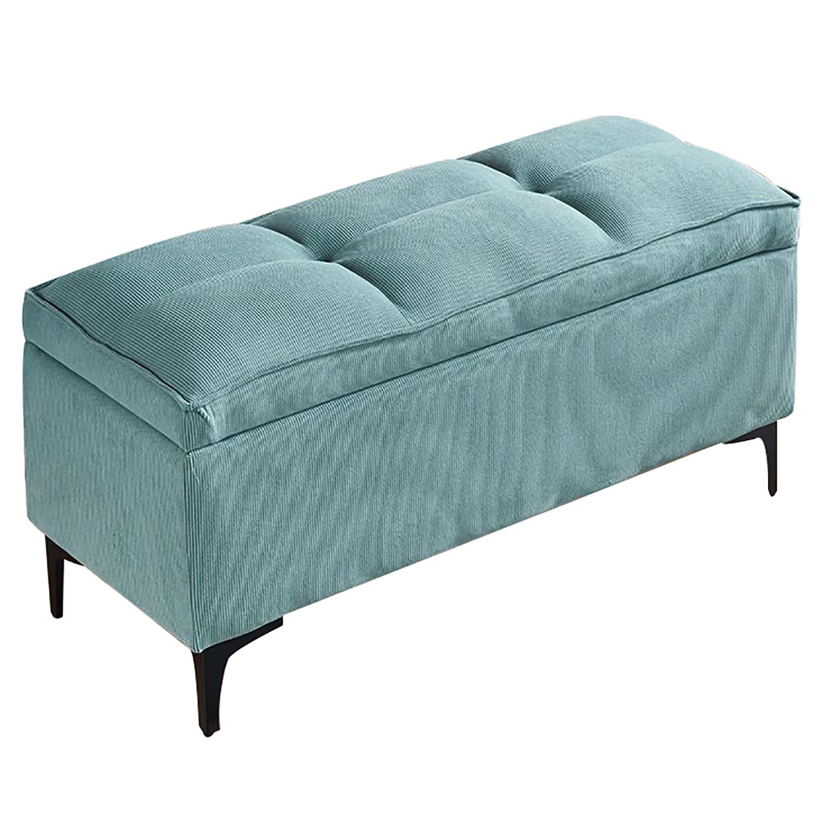 Bancos de Almacenamiento de Pana, Banco de Entrada, Puff Almacenaje al Pie de la Cama, para Dormitorio, Guardarropa y Sala de Estar(Blue,31.5in/80cm)