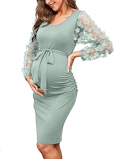Green Maternity Dress For Baby Shower Picks collage image 1