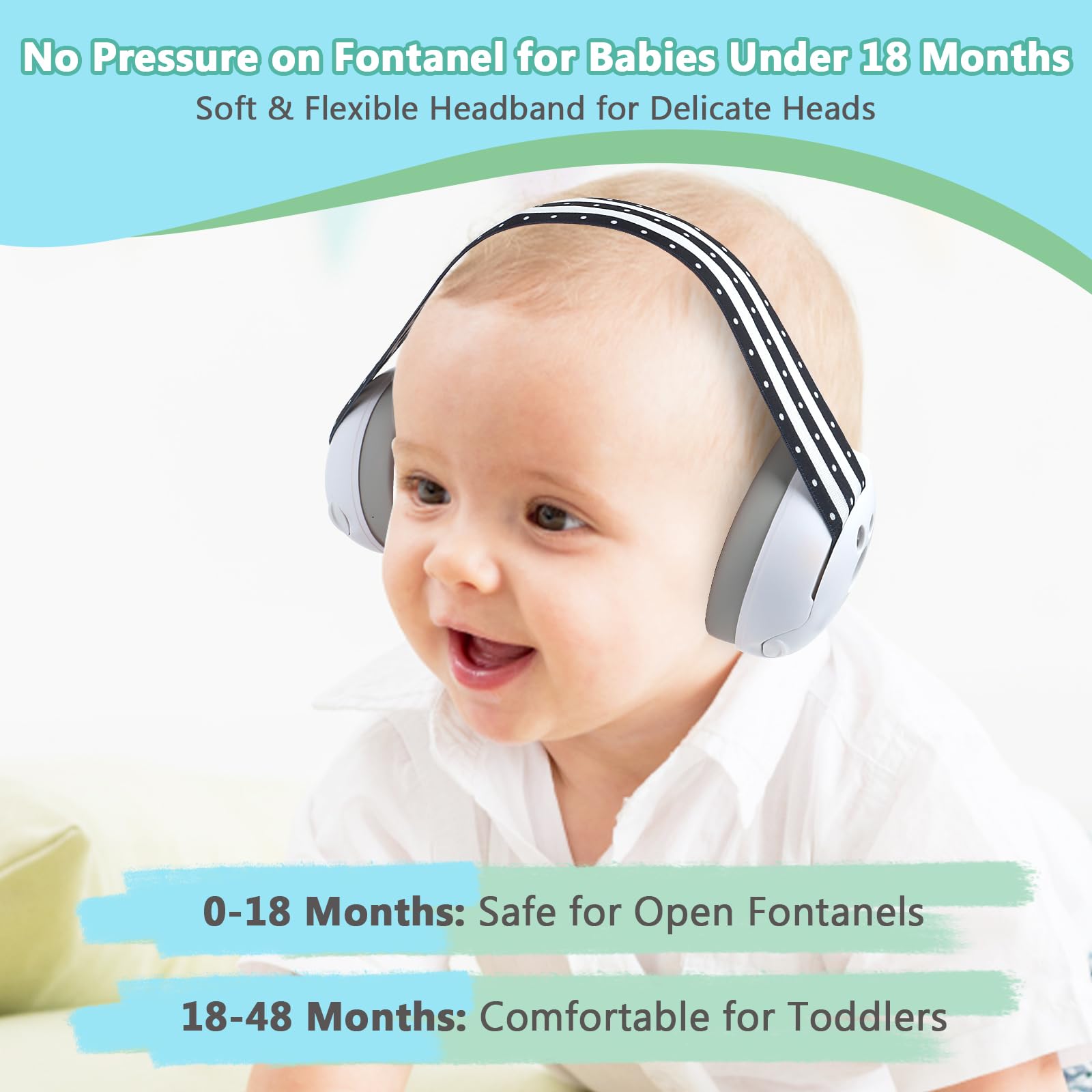 Cuffie Neonato Antirumore 2-in-1 per Protezione dal rumore (0-4 anni), Cuffie Antirumore Neonato Riduzione del Rumore 25dB, Fascia Regolabile e Guscio ABS Leggero,Cuffie per Neonati Antirumore