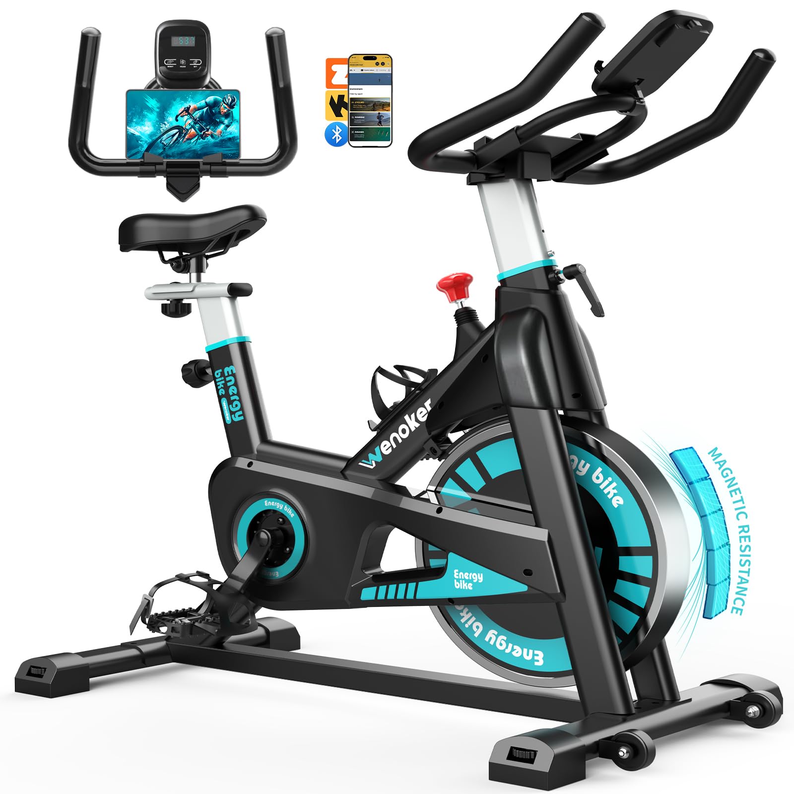 [Aggiornato al 2026] Cyclette Wenoker con resistenza magnetica, cyclette da spinning per interni, home trainer, cyclette cardio, cyclette fitness, fino a 160 kg