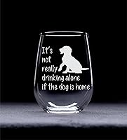 Vista 2 de C M El perro está en casa, divertida copa de vino sin tallo para él, ella, esposa, marido, amigo, lindo regalo de perro para hombres y mujeres - 17