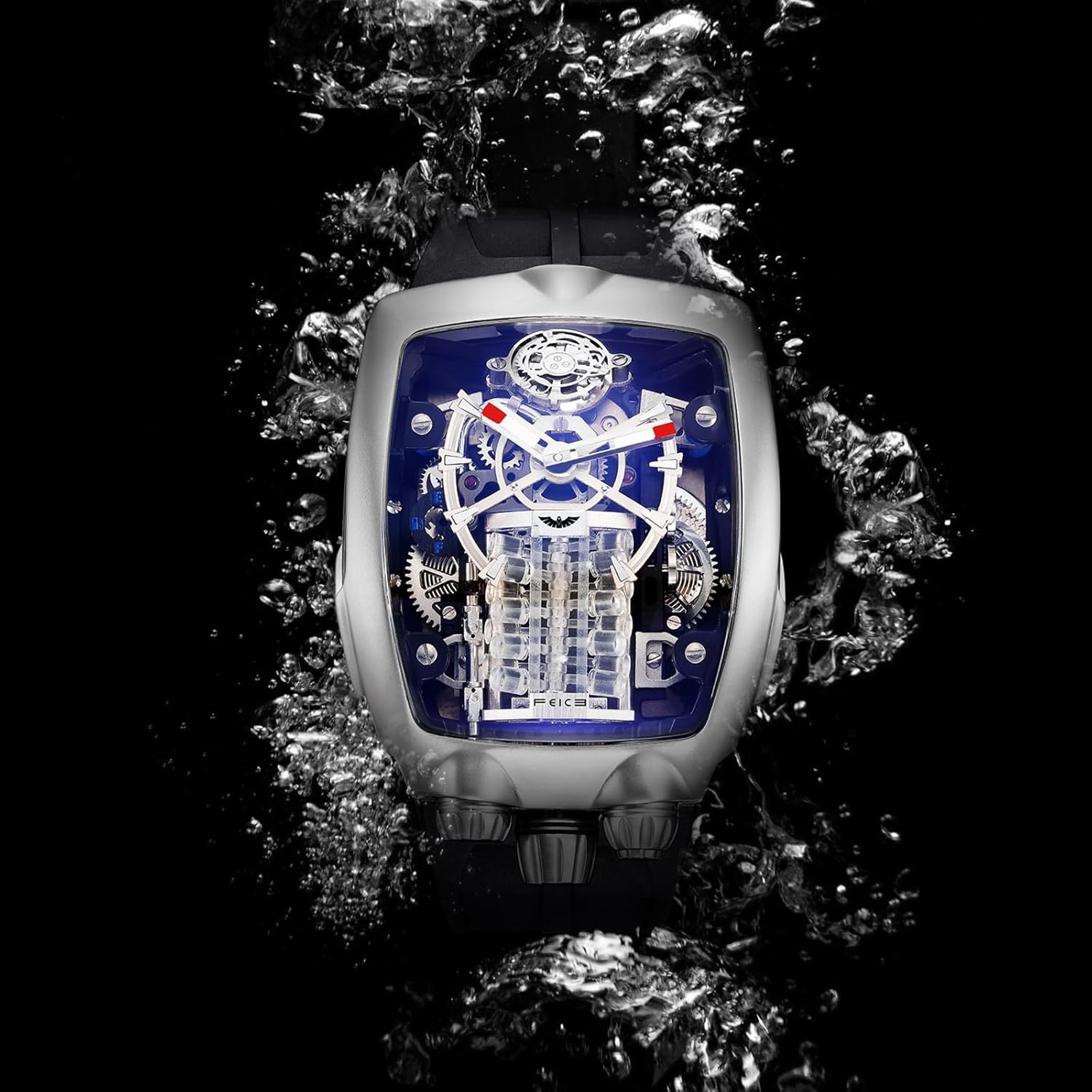 FEICE Erkek Saatleri Otomatik İskelet Saat Su Geçirmez Mineral Cam Japon Mekanizması Süper Araba Tasarımlı Kol Saati Şok Dirençli İş Amaçlı Tourbillon FM666