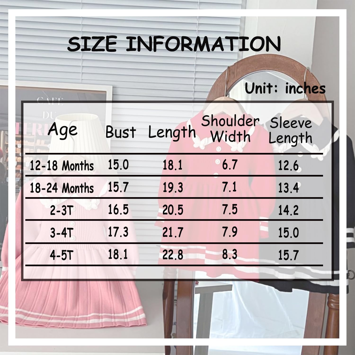Vestido tipo suéter de punto para niñas, de manga larga, con solapa, para invierno, talla 12M-5T