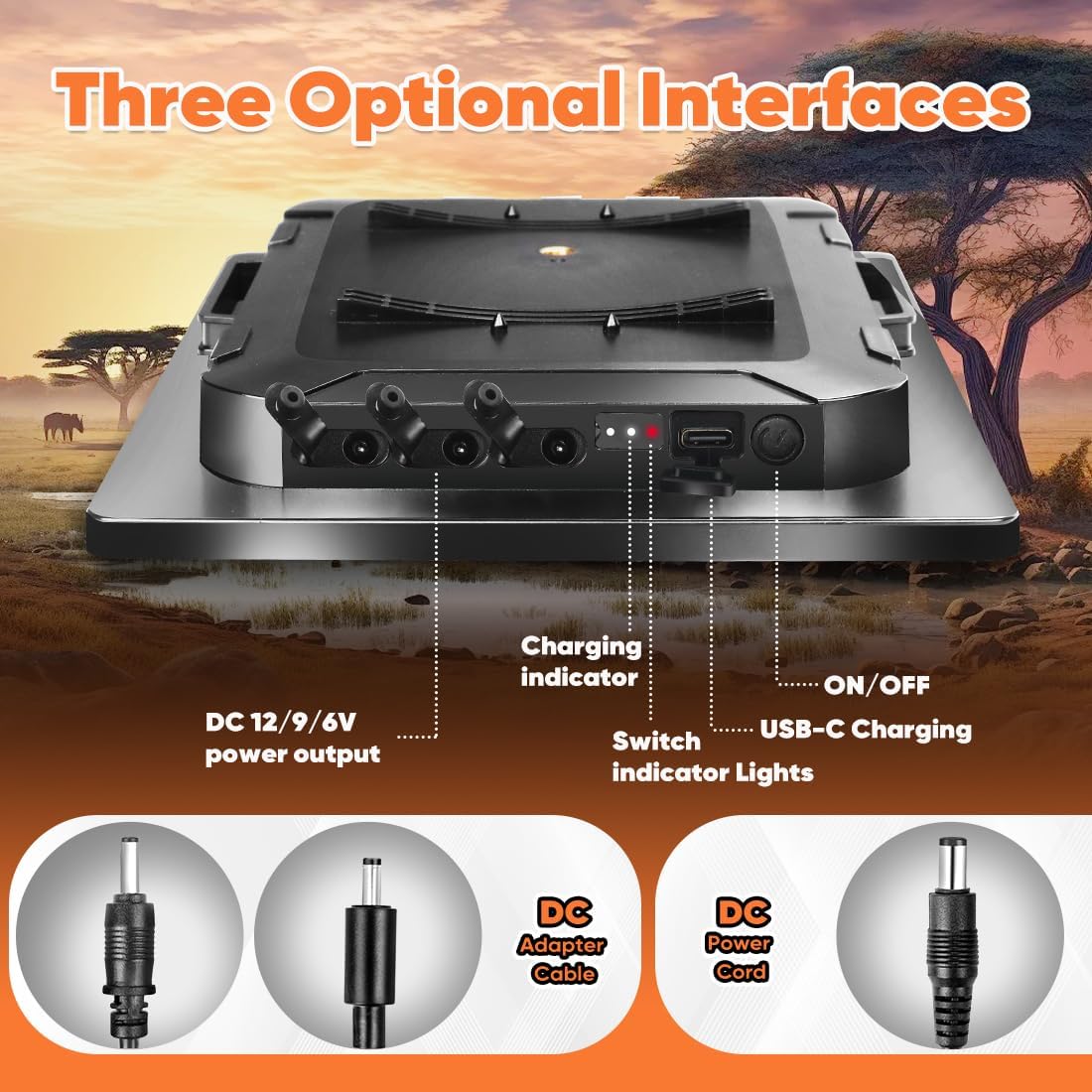 Solar Panel 6W for Trail Camera,Solar Kit Build-in 6000mAh Rechargeable Battery, Hunting Accessories for IP66 Waterproof, Solar Power for Trail Camera