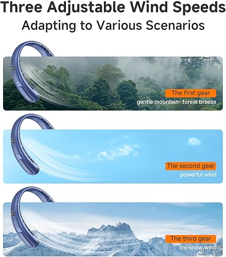 Miniatura 6 de Ventilador de cuello portátil, ventiladores sin aspas manos libres, flujo de aire de 360, ventilador personal portátil con batería de 4000 mAh,